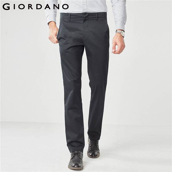 

giordano men pants men stretchy winkle-slim cutting zip closure casual pants pocket stylish solid pantalon hombre, Black