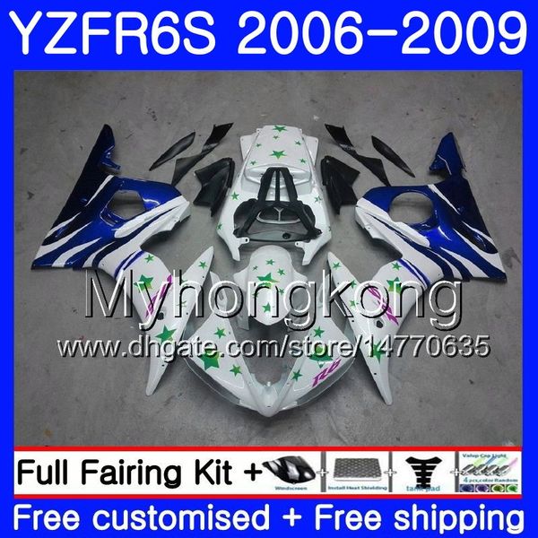 Bodys Para YAMAHA YZF600 YZF R6 S YZF R6S Azul chamas quentes 2006 2007 2008 2009 231HM.34 YZF-R6S YZF-600 YZF R 6 S R6S 06 07 08 09 Kit de Carenagem