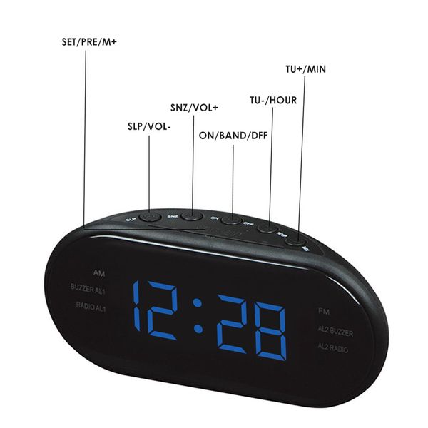 US / EU Plug Современные моды Electronic am / fm светодиодные часы радио настольные будильник цифровая таблица Snooze функция