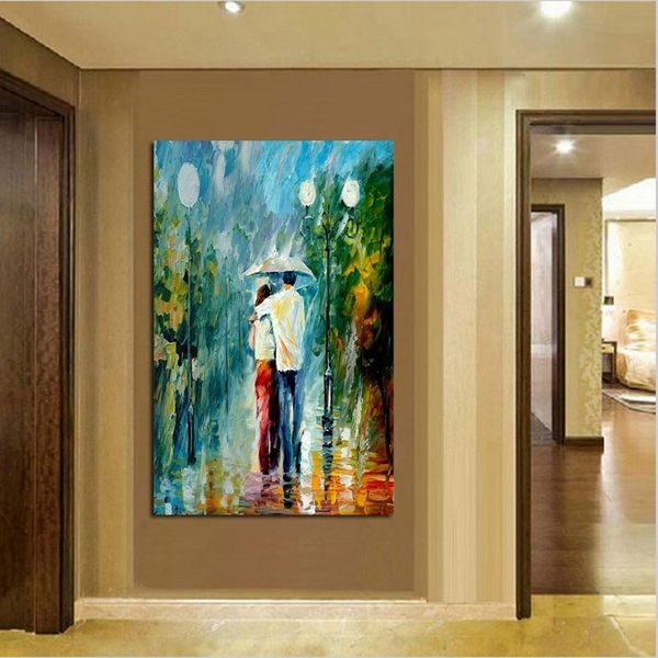 

sell modern home wall art decor hand painted landscape oil painting streetscape canvas painting figure picture home living room decor