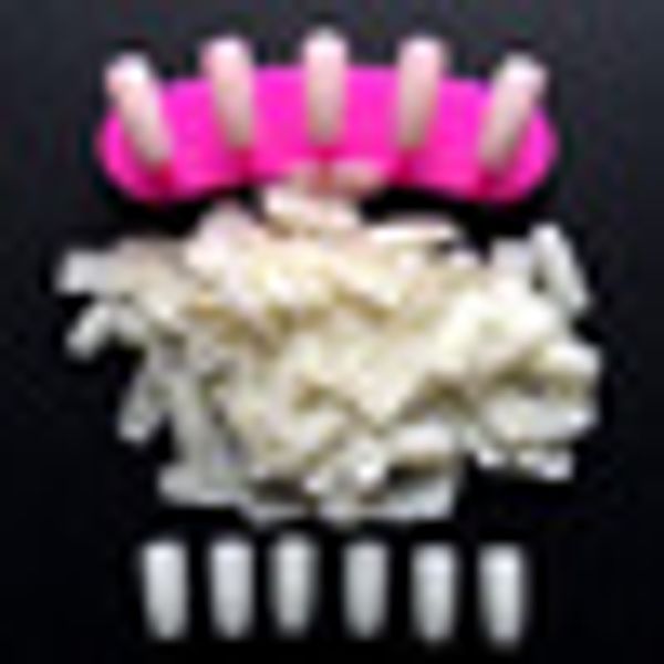 

100pcs false nail art tips manicure practice nail polish color display diy kit, Red;gold