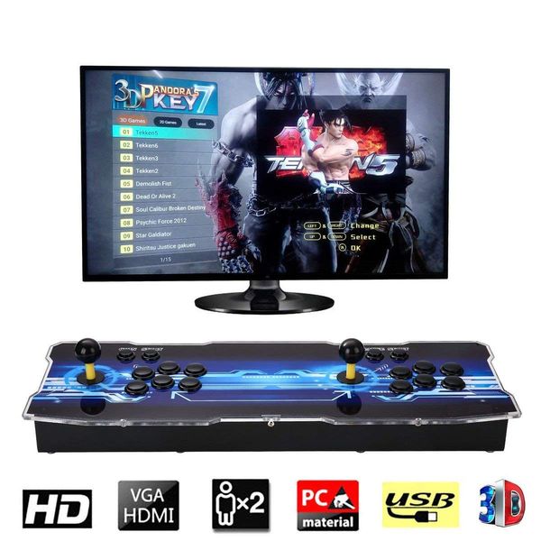 

2019 [2199 3d hd games] pandora 7 3d 1280*1080p 32gb arcade video game console box arcade machine double arcade joystick with speaker yx2199