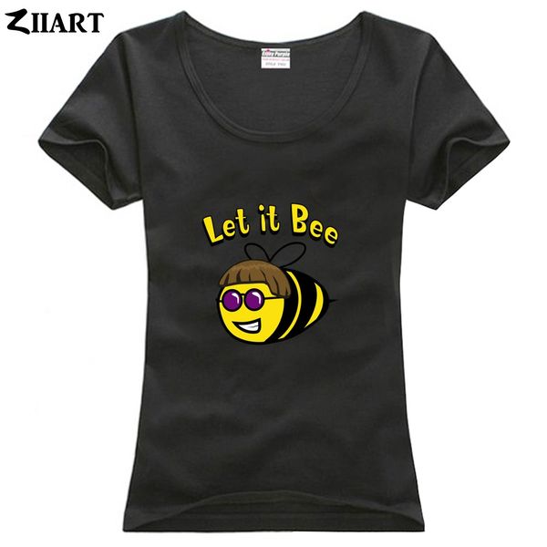 

let it bee cartoon couple clothes girl woman female o-neck cotton short-sleeve t-shirt, White