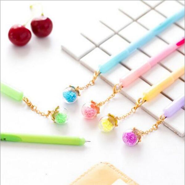

5pcs wishing bottle pendant neutral pen with luminous gel ink pen 0.5mm black ink cute cartoon stationery student