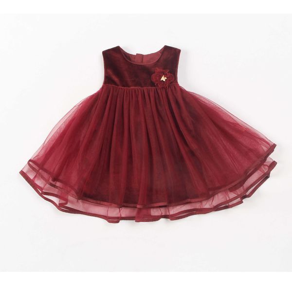 

mikistory baby girls sleeveless floral dress mesh dress 0-36 months, Red;yellow