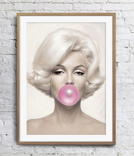 

marilyn monroe bubblegum pink painting home decor art poster print 16 24 36 47 inches