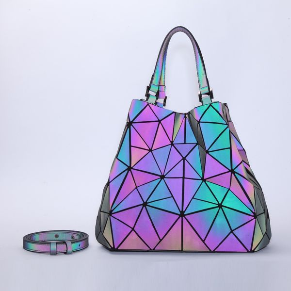 

trendy reflective geometric bag holographic luminous tote bag for w