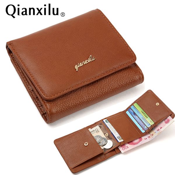 

genuine leather wallet women female wallet purse small women's multifunction card holders coin pocket, Red;black