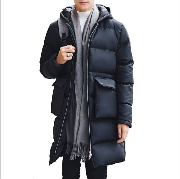 

Man's Long Down New Fashion Winter Thicken Parkas Two Colors Black And Gray Out Coat Size M-5XL