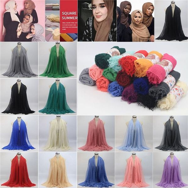 

Women maxi hawl over ize i lamic head wrap oft long mu lim frayed crepe premium cotton plain hijab carf 100 pc carve c0153
