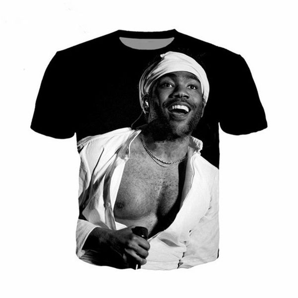 

men/womens 3d t-shirt singer childish gambino glover print short sleeve funny t-shirts harajuku fitness casual shirt u989, White;black