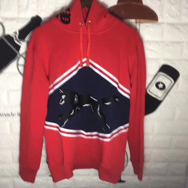 

men's and women's hooded sweater cotton wolf print star with the european and american tide brand couple models sweater, Black