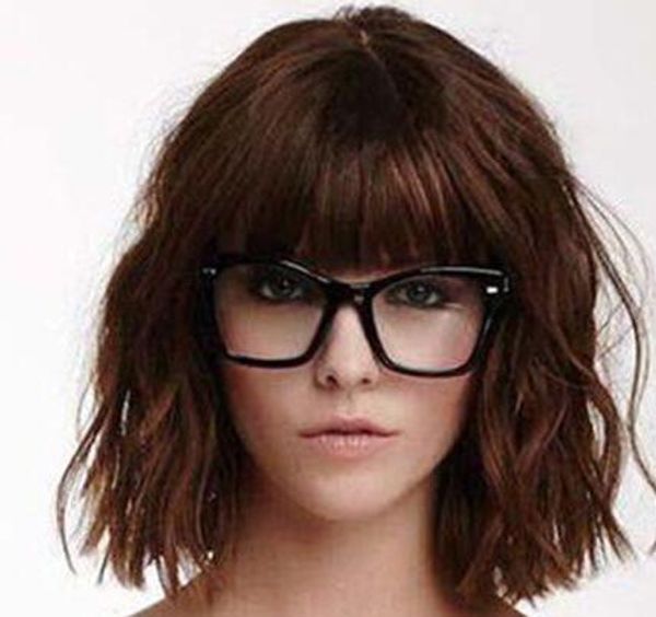 

sweet synthetic fluffy wavy short capless brown women's wig hair, Black;brown