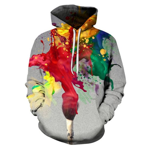 

2018 new arrival sweatshirt women/men oil painting hoodies casual harajuku painting 3d jacket, Black