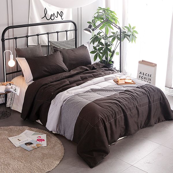 

home textile king size bedding set of three striped plaid simple modern sanding bedding softness student single quilt cover
