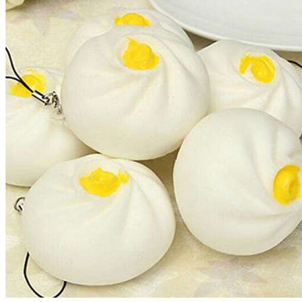 1 pcs bolinho cozido no vapor charme esmagar kawaii pão pão pão chave saco chave cinta pingente squishes