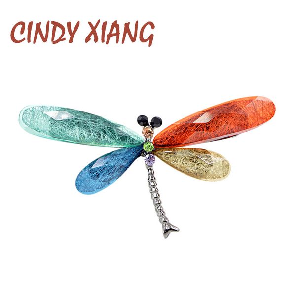 

cindy xiang new fashion multi-color dragonfly brooches for women rainbow color summer style brooch pin resin material good gift, Gray