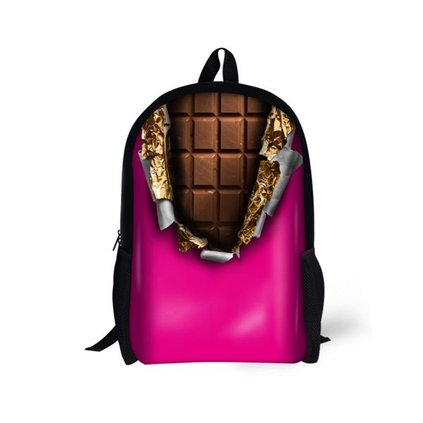

backpacks school bags for teenage girls boys 3d chocolate snacks printing student book bag primary children infantil