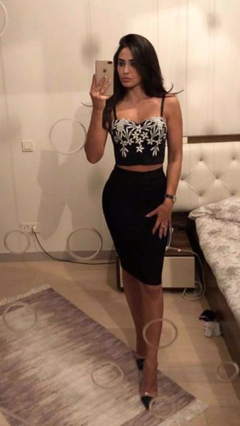 

deive teger 2018 new arrival two-piece set party club women bandage lace embroidery mesh strapless knee-length dress hl3184, Gray