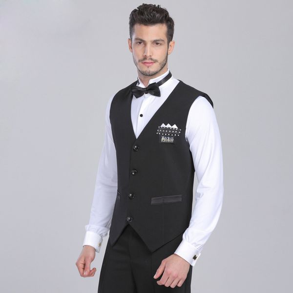 

new men latin performance dance black vest costume chacha female practice suit jacket clothing tango dancing clothes dwy695, Black;red