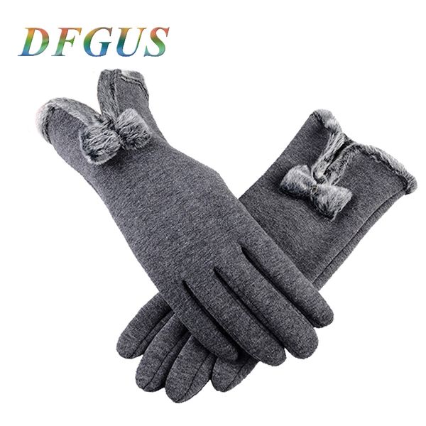 

2019 new women gloves for winter lace bow gloves ladies girls guantes touch screen mittens wool glove for warm women, Blue;gray