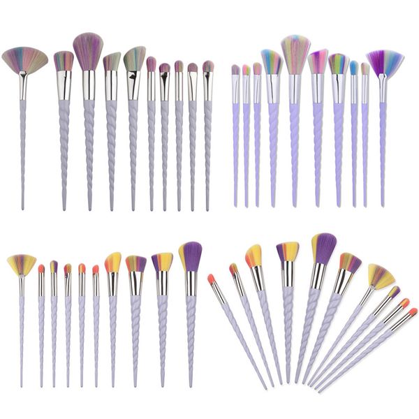 10-teiliges Make-up-Pinsel-Set, weiß, bunt, Schraube, The Fan, professionelles Puder, Lidschatten, Foundation, Make-up-Pinsel-Set, Werkzeuge