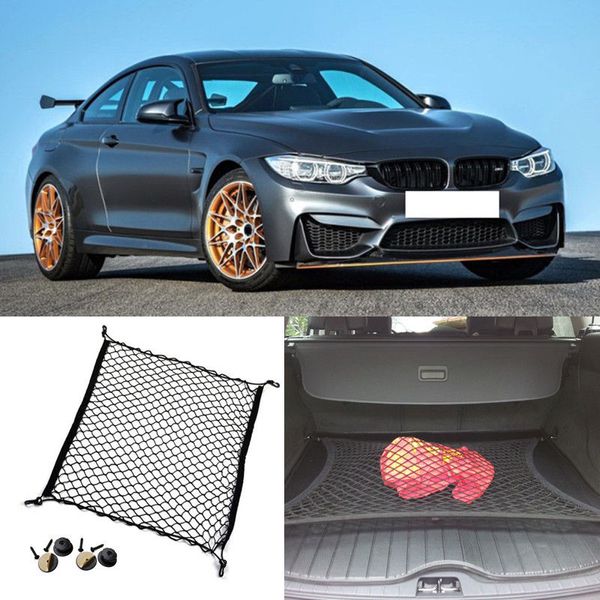 Für BMW M4 Auto Fahrzeug Schwarz Hinten Trunk Cargo Gepäck Organizer Lagerung Nylon Plain Vertikale Sitz Net