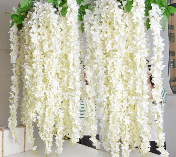 

Artificial hydrangea flower vine 14 color diy imulation wedding arch door home wall hanging wi teria for wedding garden decor