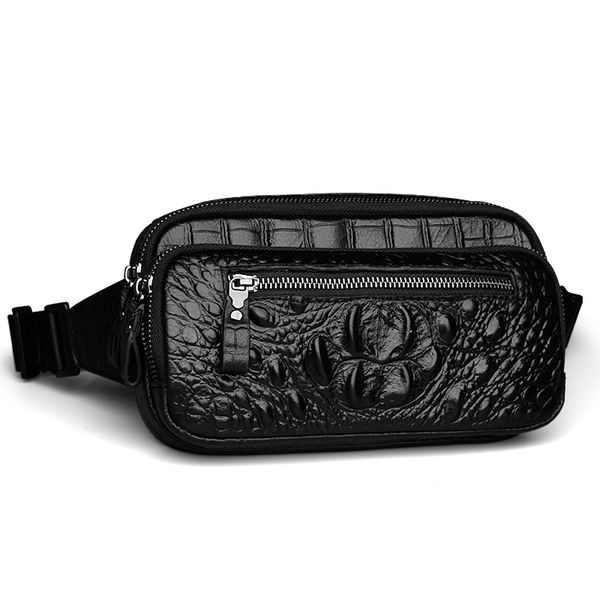 

herald fashion men waist belt bag crocodile pattern genuine leather belt pack waist bag men travel pack bolsas