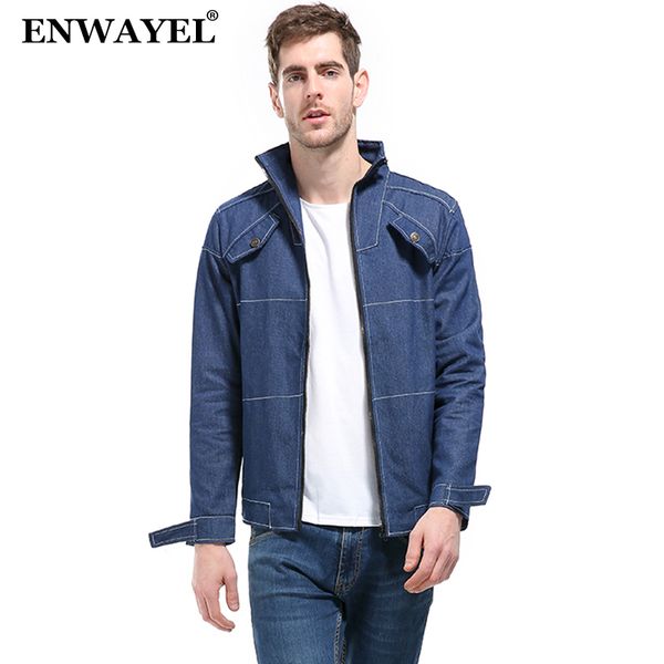 

enwayel 2018 autumn winter denim jeans casual jackets men coat fashion slim fit vintage male jacket overcoat brand clothing j13, Black;brown