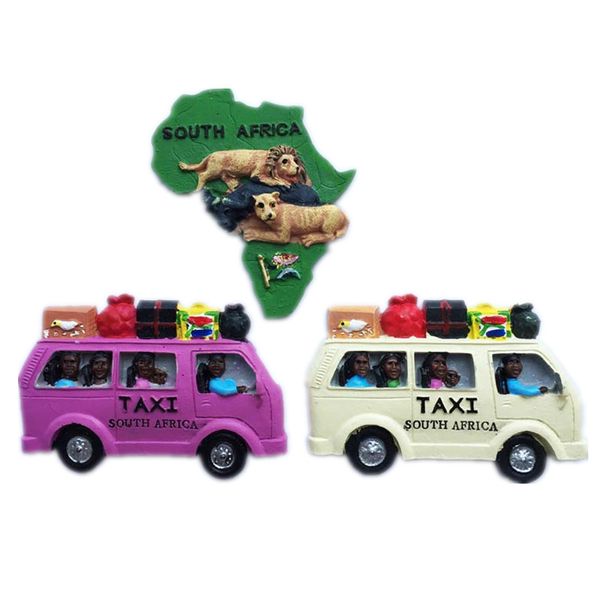 

creative south africa taxi map lion tourist travel souvenir 3d resin decorative fridge magnet sticker christmas craft gift