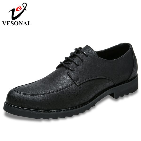 

vesonal brand 2018 new autumn fashion business male shoes casual quality oxfords lace-up footwear designer men dress shoes, Black