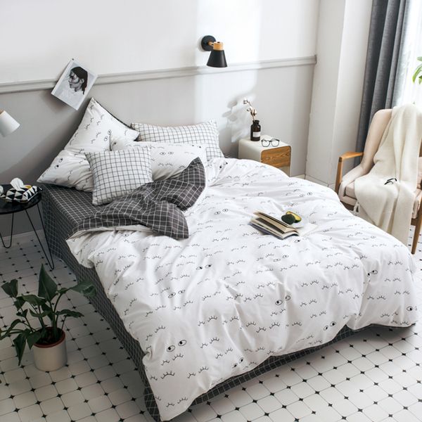 

2018 new nordic pastoral style bedding set 100% cotton 1.5/1.8 meter bed 4 pcs set breathable duvet cover bed sheet pillowcase