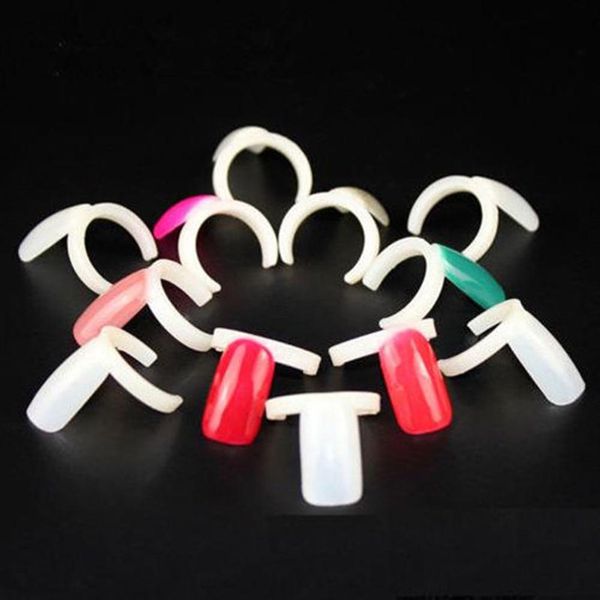 

nail polish color display ring natural false nail art tools polish display practice tips 50pcs, Red;gold