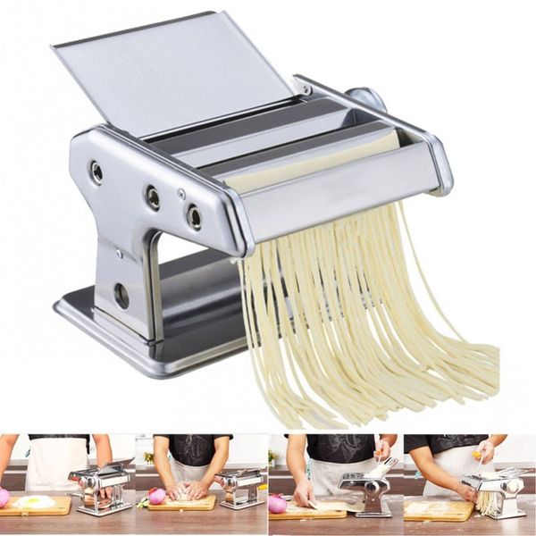 

stainless steel ordinary household pasta making machine manual noodle maker hand operated spaghetti pasta cutter noodle hanger