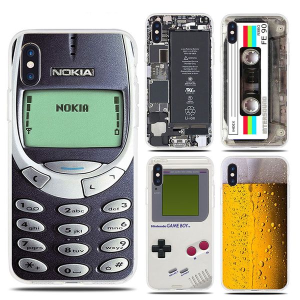 

Funny oft tpu ca e for iphone 7 8 plu x 6 beer gameboy phone battery clear ilicone cover for iphone x max xr