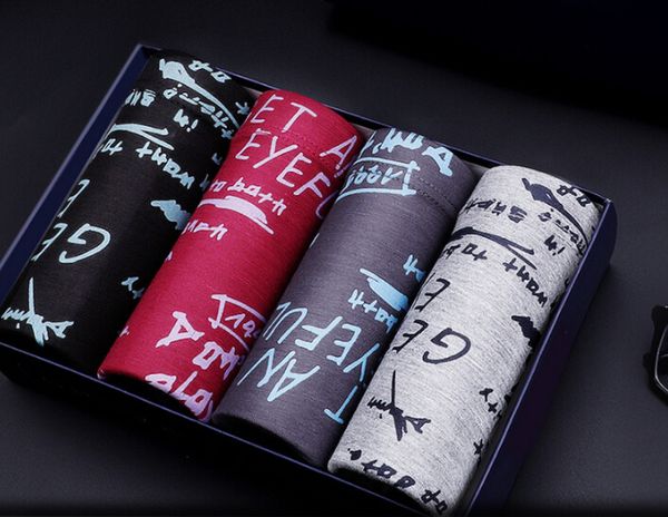 

mens boxers modal print underwears male fashion underpants 4 pcs a lot men comfortable mid-waist boxers l-3xl, Black;white