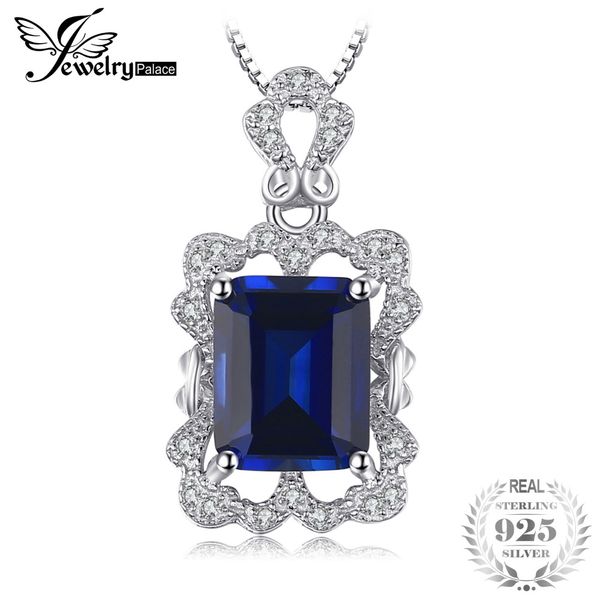 

jewelrypalace 4.3ct created sapphire pendants for women genuine 925 sterling silver charm brand fine jewelry not include a chain