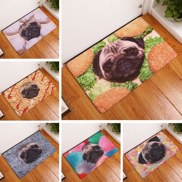 Bath Mat Funny Pugs Printed Mat 50x80cm Toilet Carpet Bathroom Outdoor Doormat Kitchen Rugs Floor Wholesale