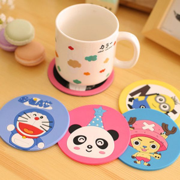 

2016 cute cartoon silicone coasters doraemon round coasters creative fashion anti-scalding cup mat a01