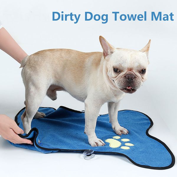 

dirty dog towel mat quick dry dog towel blue paws soft absorbent microfiber pet bath cleaning pet mats