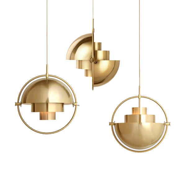 

modern metal semicircular pendant lamp luxury gold deformable for living room restaurant bar deco lighting pa0040
