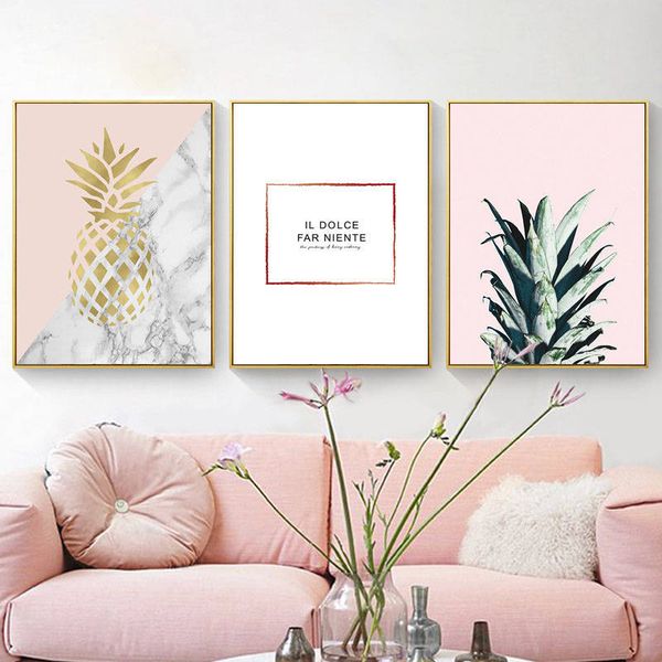 2019 Nordic Pineapple Letter Canvas Painting Wall Poster For Living Room Modern Fresco Bedroom Art Posters And Prints Cuadros From Aliceer 24 19