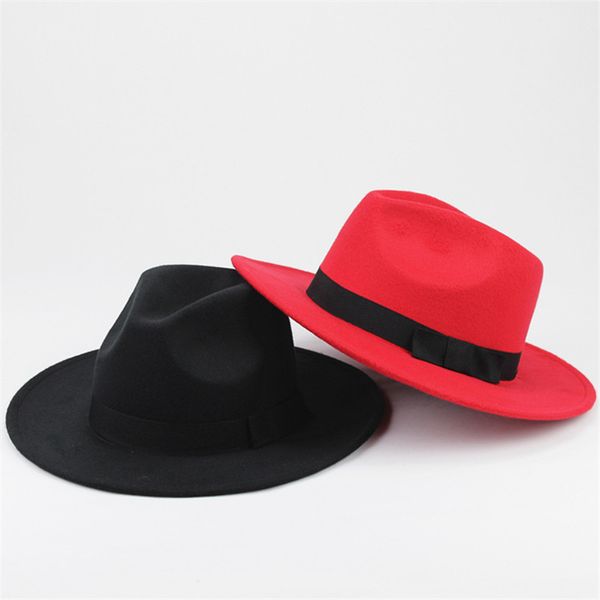 Moda Vintage Şapka Kadın Erkek Trilby Caz Şapkalar Fedoras En Geniş Brim Şapkalar Popüler Biçimsel Moda Cap Caps