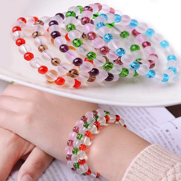 

2018 elasticity colorful crystal bracelets for women lucky beads yoga bangles fashion jewelry new gift, Golden;silver