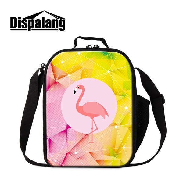 

dislapang thermal meal containers children cute portable lunch sack for girl animal flamingos printing insulated cooler pouch, Blue;pink