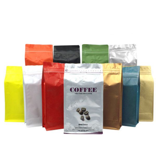 

multi color aluminum foil coffee bean packing pouch coffee packaging bag with valve one pound side gusset zipper bag