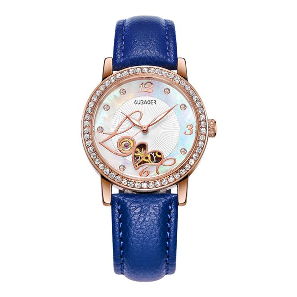 

woman heart hollow watch luxury watch watches rhinestone mechanical dial sports wristwatch ladies automatic leather strap dial shaped jircj, Slivery;brown