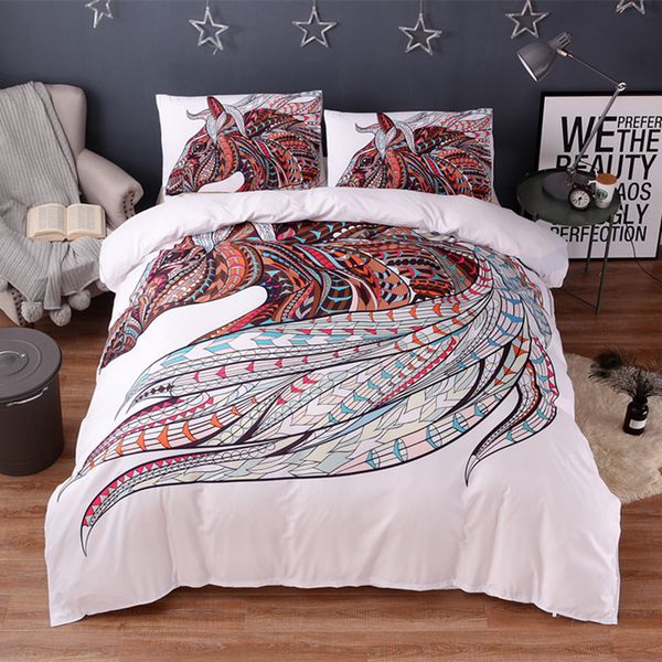 Fanaijia Horse Print Bedding Sets Queen Size 3d Mandala Duvet