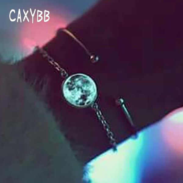 

caxybb luminous star series planet necklace crystal cabochon bracelet glow in the darkness bracelet link chain fashion braceket, Golden;silver